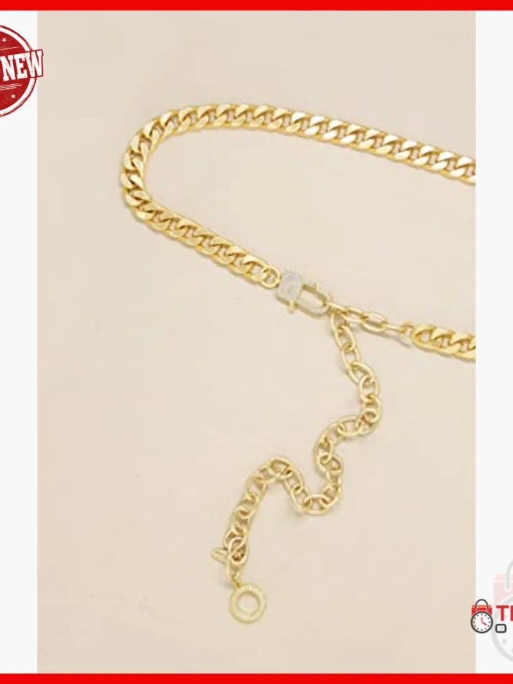Gold Tone Chain Link Waist Belt with Extender, One Size, Statement Piece